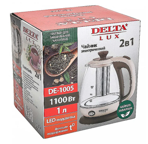 Электрический чайник Delta Lux LUX-DE-1005, бежевый фото 5