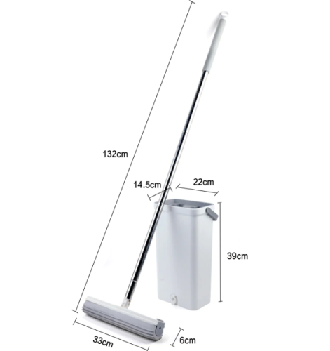 Швабра с ведром / самоотжимающаяся швабра /  губка с ведром, инструмент для уборки дома, сильное водопоглощение фото 7