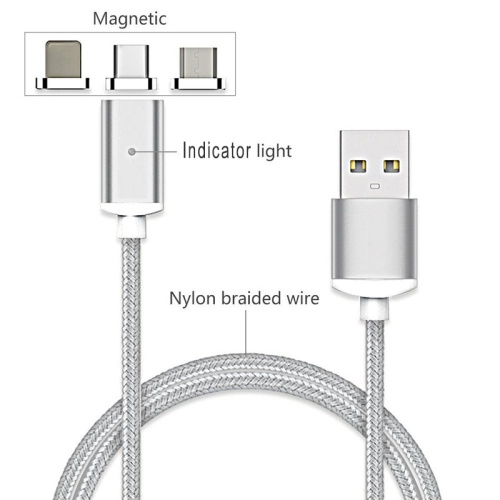 Кабель EXPLOYD EX-K-789 Кабель 3в1 USB - microUSB/8 Pin/TYPE-C 1М 2.1A Magnetic круглый нейлон фото 2