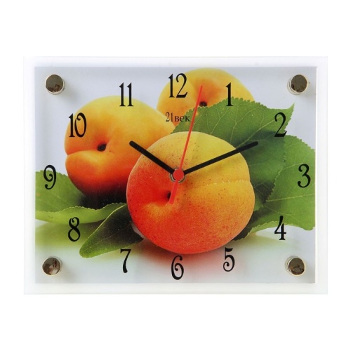 Часы настенные, серия: Кухня, Персики, 20х26  см,стекло фото 6
