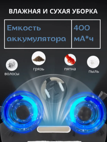Мини робот-пылесос для влажной и сухой уборки Белый фото 6