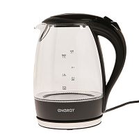 Чайник электрический ENERGY E-262, стекло, 1.7 л, 2200 Вт, черный 4325203