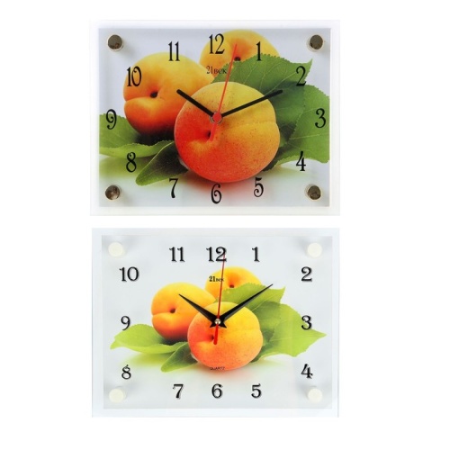 Часы настенные, серия: Кухня, Персики, 20х26  см,стекло фото 4