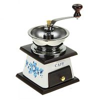Кофемолка с ручкой 11,5х19 см "Синий цветок", темное дерево