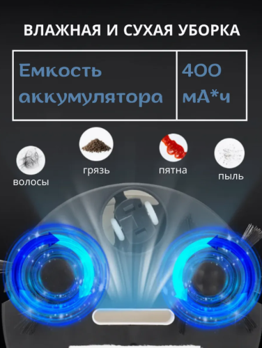 Мини робот-пылесос для влажной и сухой уборки Чёрный фото 6