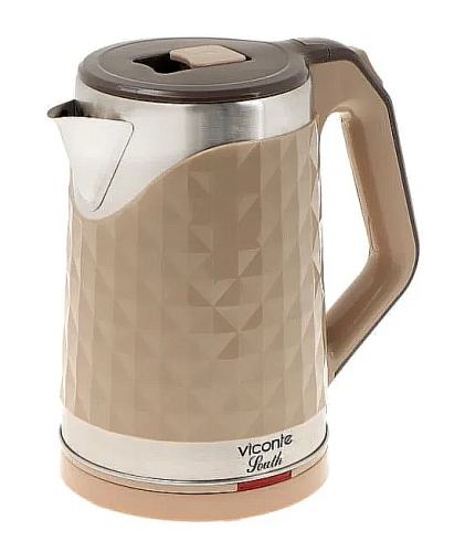 Чайник электрический Viconte VC-3295, пластик, колба металл, 2 л, 2000 Вт, бежевый