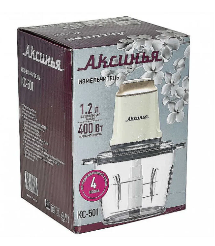 Измельчитель электрический АКСИНЬЯ КС-501, 400 Вт, 1,2 л, белый фото 5