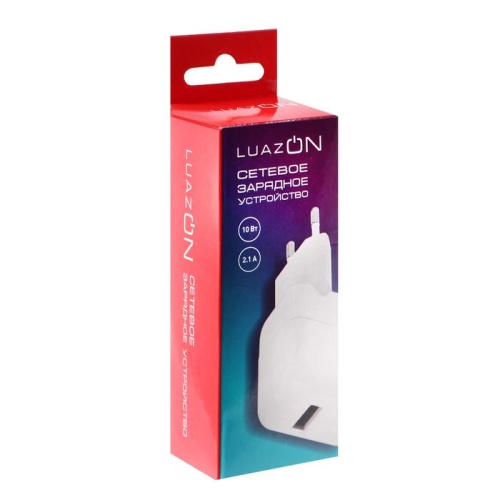 Сетевое зарядное устройство LuazON LCC-97, 1xUSB, 2.1 А, 10 Вт, кабель microUSB, белое фото 6