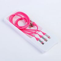 Кабель 3 в 1 LuazON, micro USB/Lightning/TypeC - USB, 1 А, 1.2 м, для зарядки.