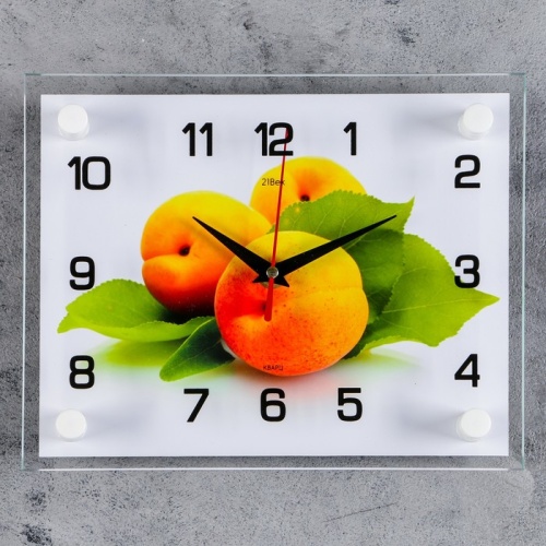 Часы настенные, серия: Кухня, Персики, 20х26  см,стекло