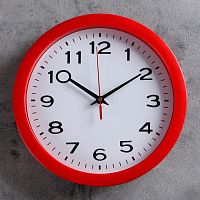 Часы настенные, серия: Классика, "Классика", красный обод, 28х28  см