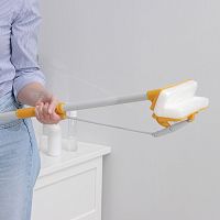 Швабра-окномойка со складным отжимом , окрашенный черенок, 19*12*120 см