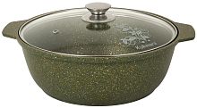 Кастрюля КУКМОР ж31tsml жаровня а/пр литая 3,0л стекл/кр Trendy style malachite