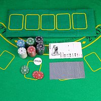 Покер, набор для игры (карты 2 колоды, фишки 120 шт.), с номиналом, 40 х 60 см, микс 427372