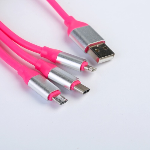Кабель 3 в 1 LuazON, micro USB/Lightning/TypeC - USB, 1 А, 1.2 м, для зарядки. фото 2