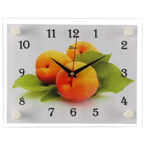 Часы настенные, серия: Кухня, Персики, 20х26  см,стекло фото 2