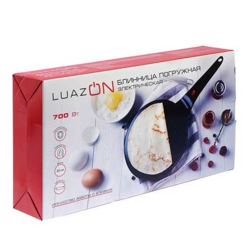Электроблинница LuazON LBEL-03, 700/800 Вт, d=20 см, чёрная фото 2